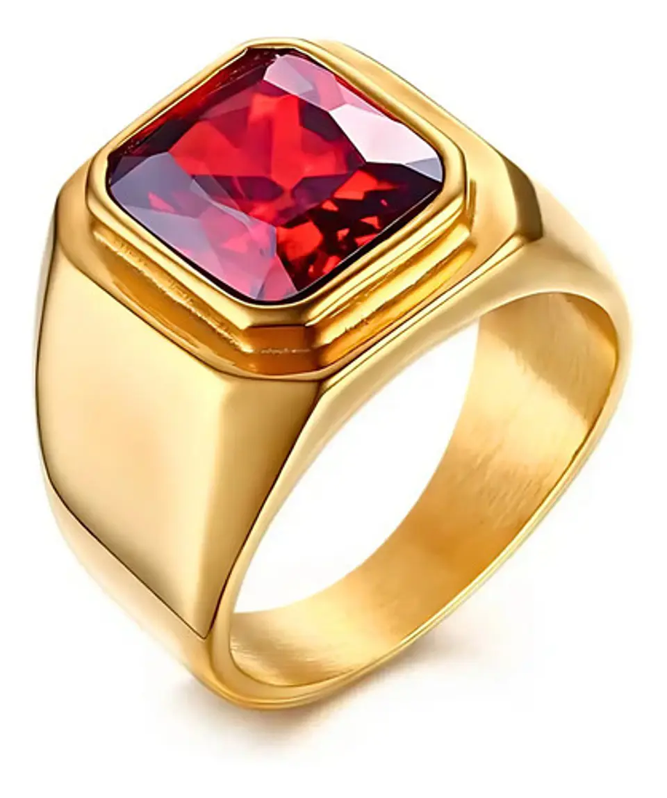 Anillo Color Negro Piedra Cz Clásico Acero Inoxidable Hombre 1