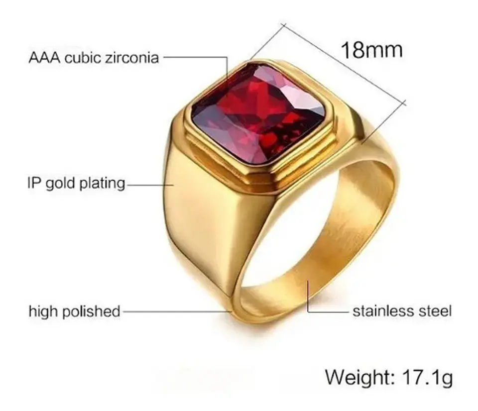 Anillo Color Negro Piedra Cz Clásico Acero Inoxidable Hombre 2