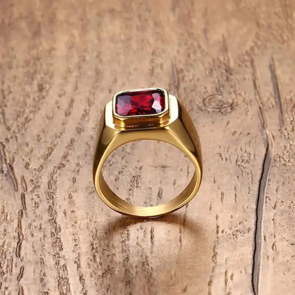 Anillo Color Negro Piedra Cz Clásico Acero Inoxidable Hombre 9