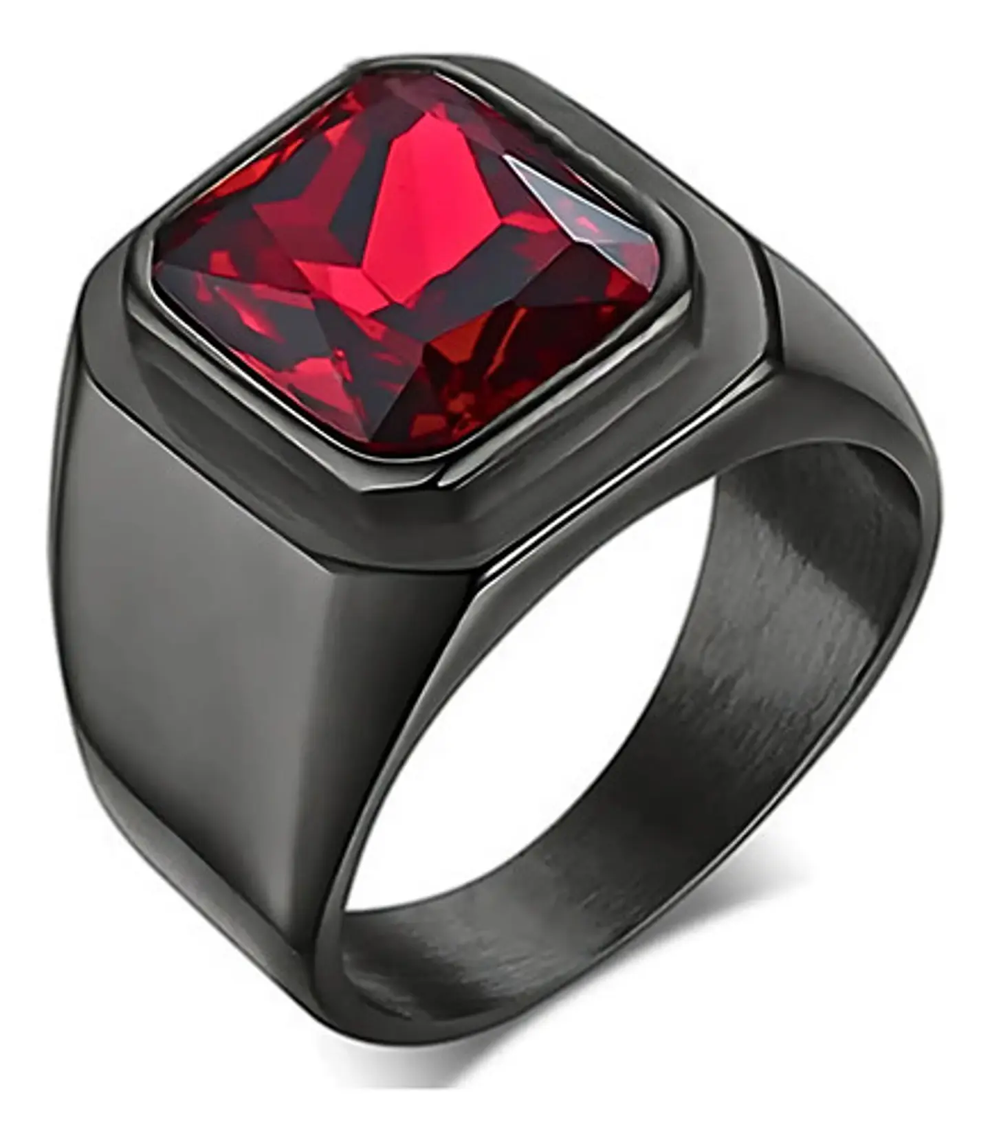 Anillo Color Negro Piedra Cz Clásico Acero Inoxidable Hombre 10