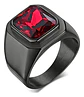 Anillo Color Negro Piedra Cz Clásico Acero Inoxidable Hombre - Miniatura 10