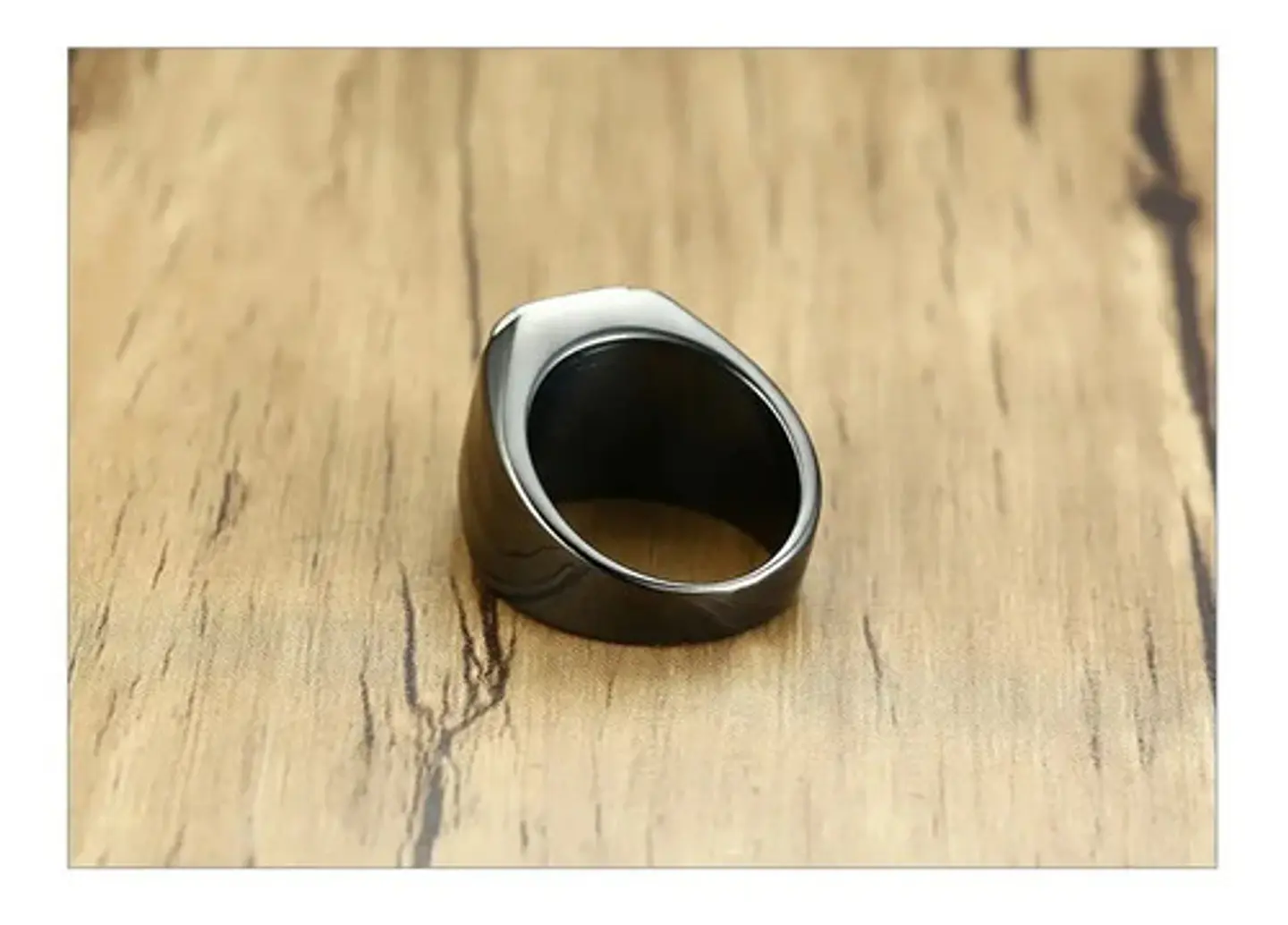 Anillo Color Negro Piedra Cz Clásico Acero Inoxidable Hombre 14