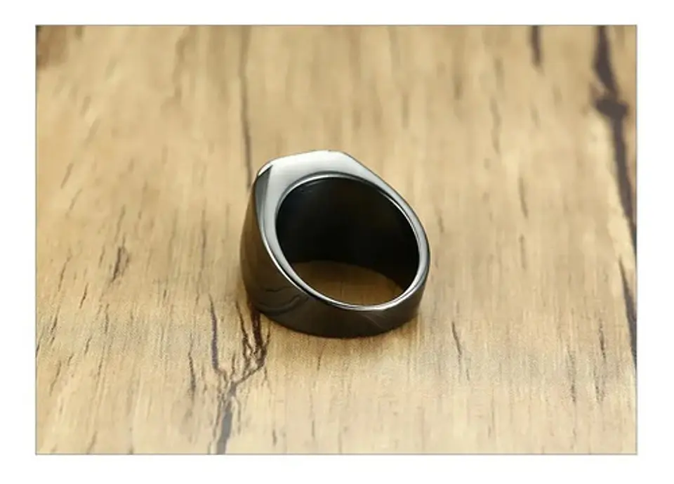 Anillo Color Negro Piedra Cz Clásico Acero Inoxidable Hombre 14