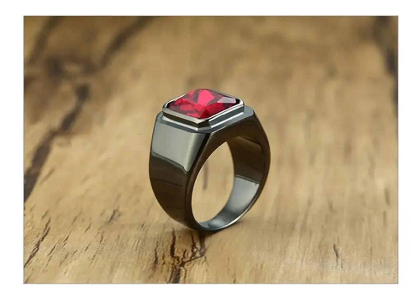 Anillo Color Negro Piedra Cz Clásico Acero Inoxidable Hombre 15