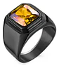 Anillo Color Negro Piedra Cz Clásico Acero Inoxidable Hombre - Miniatura 17