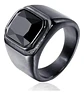 Anillo Color Negro Piedra Cz Clásico Acero Inoxidable Hombre - Miniatura 19
