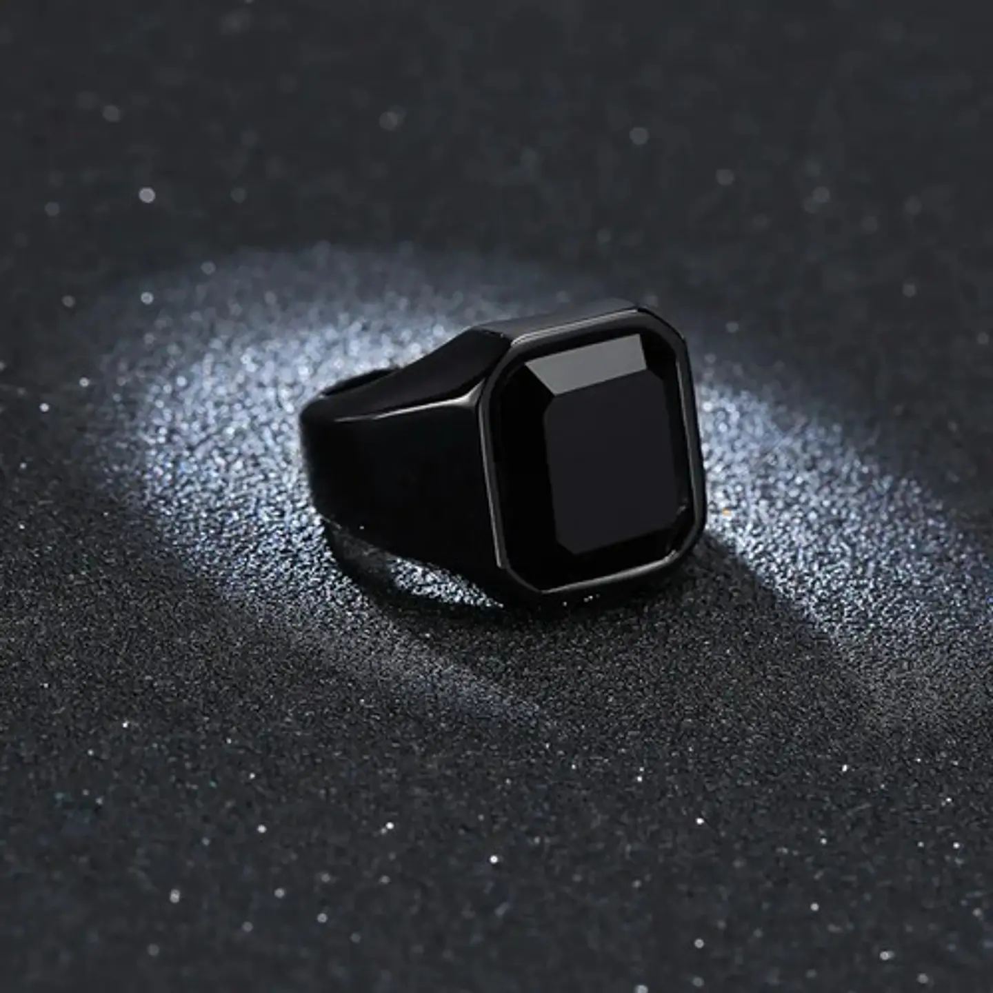 Anillo Color Negro Piedra Cz Clásico Acero Inoxidable Hombre 23