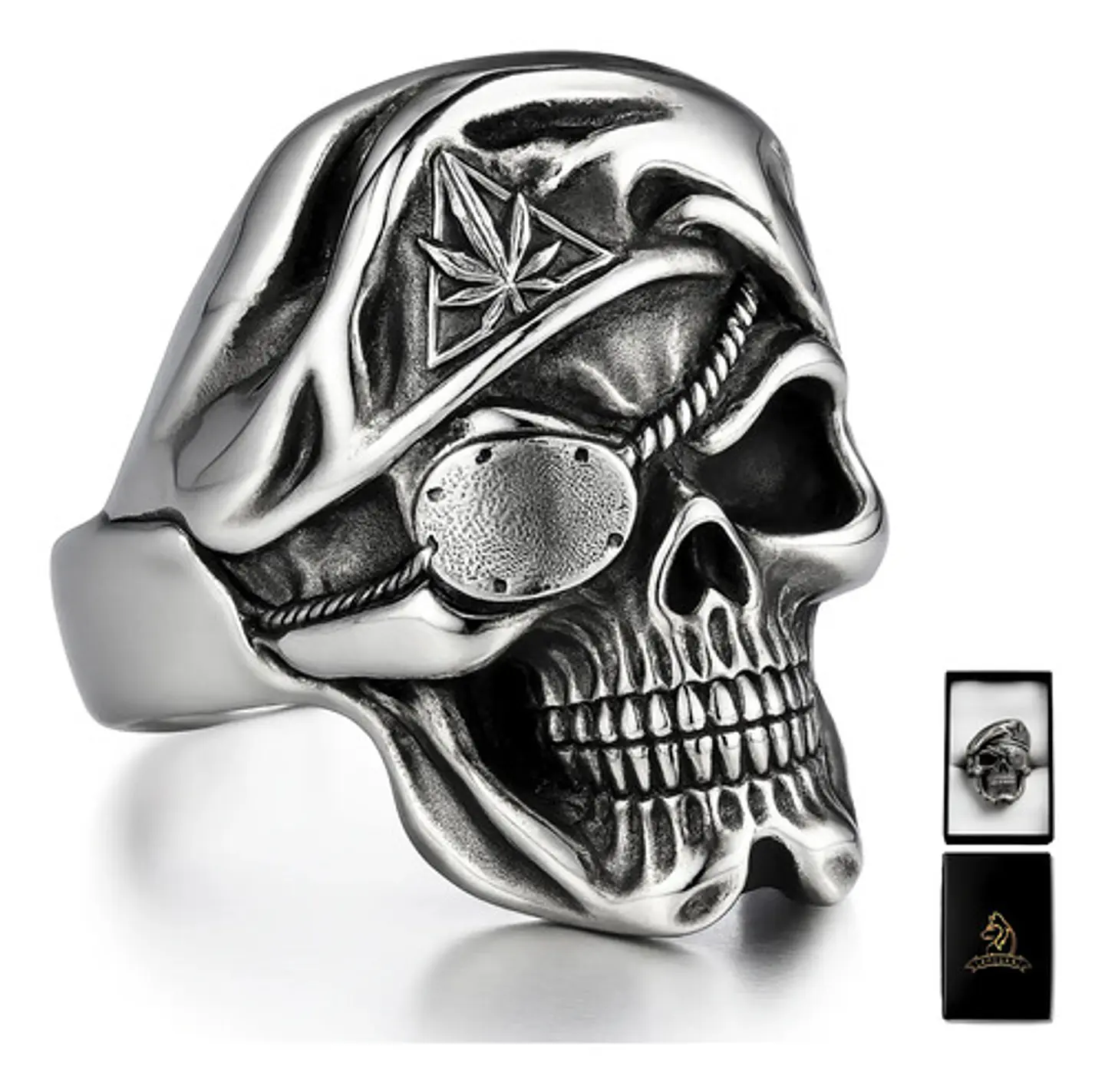 Anillo Cráneo Skull Militar Soldado Acero Inoxidable Hombre 1