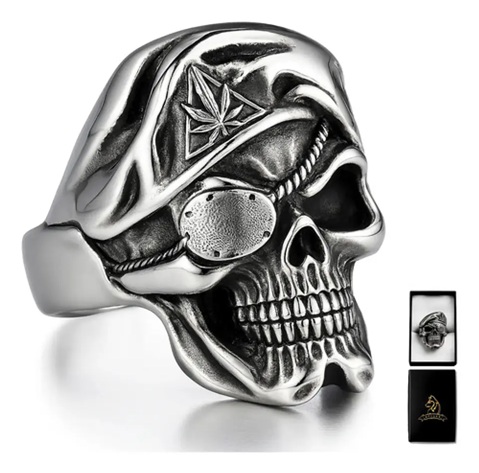 Anillo Cráneo Skull Militar Soldado Acero Inoxidable Hombre 1