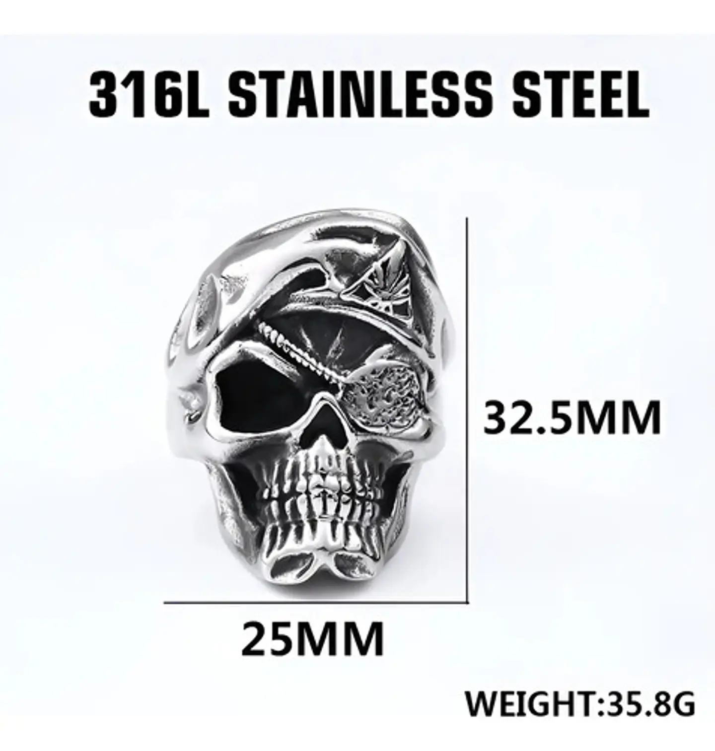 Anillo Cráneo Skull Militar Soldado Acero Inoxidable Hombre 3