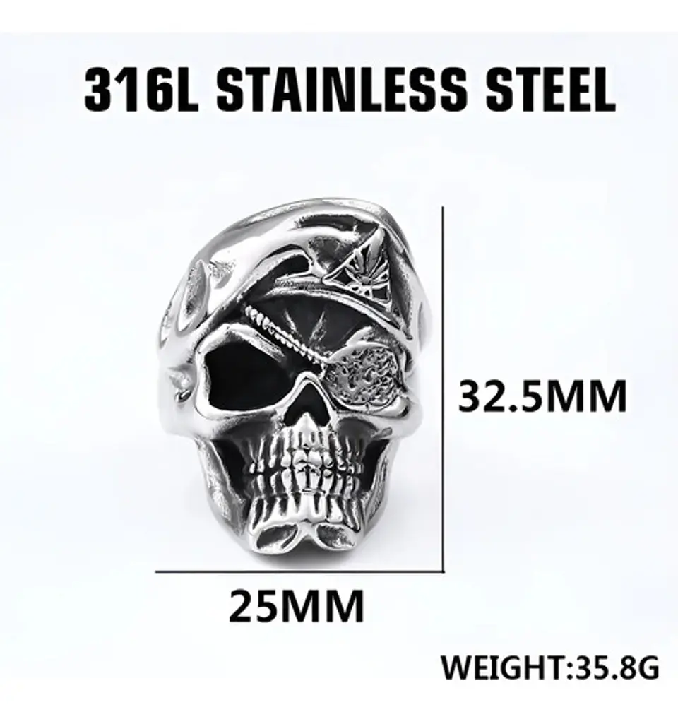 Anillo Cráneo Skull Militar Soldado Acero Inoxidable Hombre 3