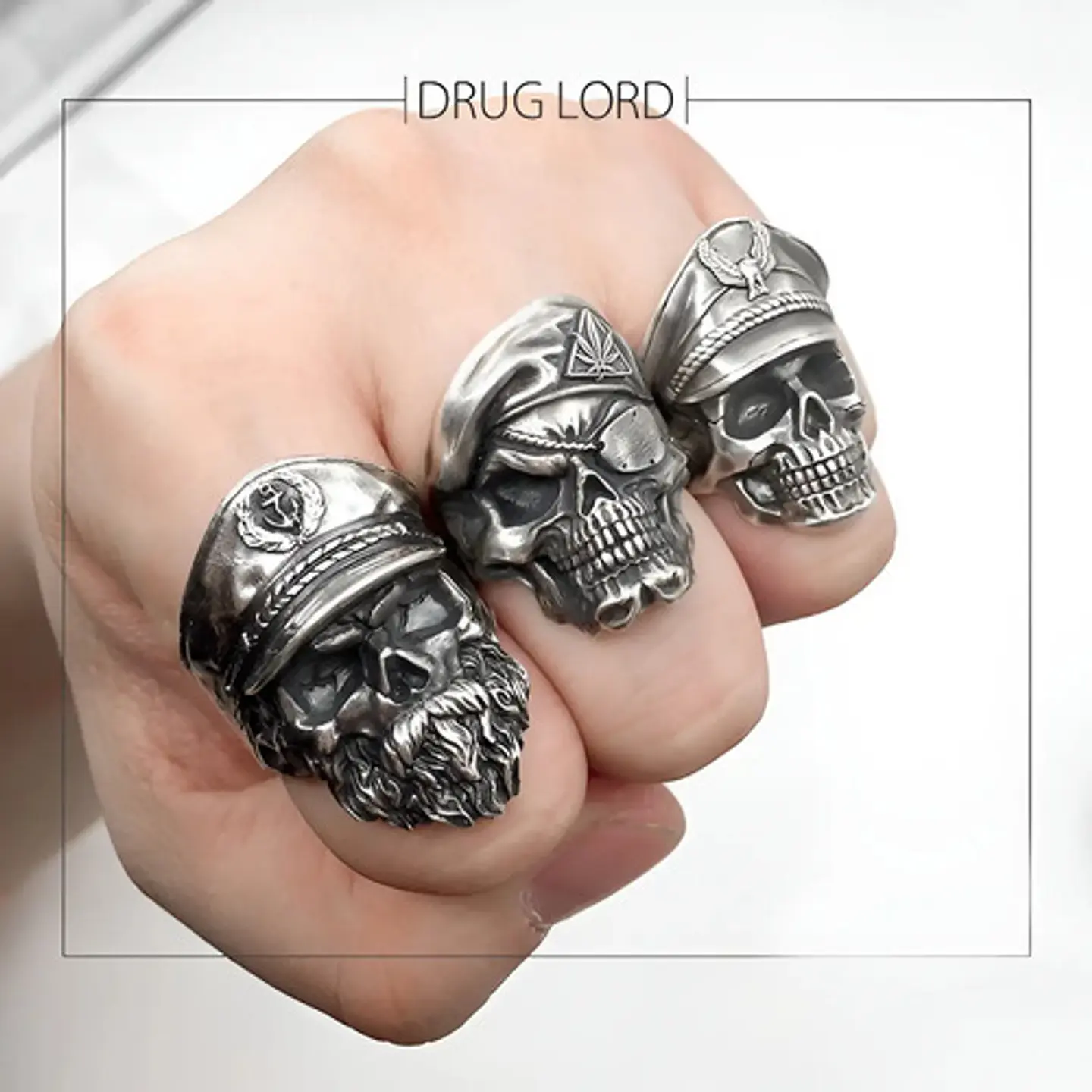 Anillo Cráneo Skull Militar Soldado Acero Inoxidable Hombre 9