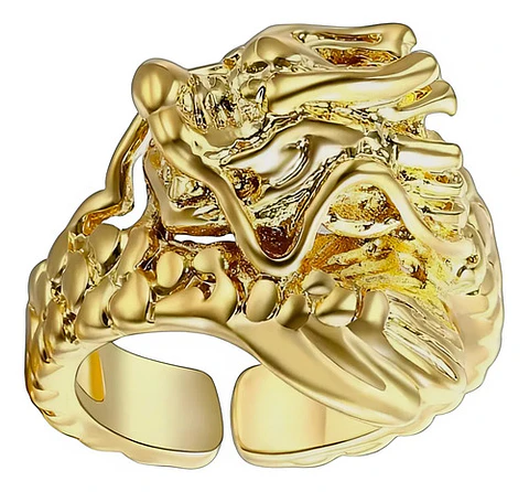 Anillo Ajustable Color Oro Hip Hop Forma Dragón Hombre Mujer