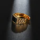 Anillo Argolla Color Oro Piedra Negra Ajustable Para Hombre - Miniatura 4