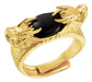 Anillo Ajustable Color Oro Piedra Cabeza Dargon Hombre Mujer - Miniatura 1