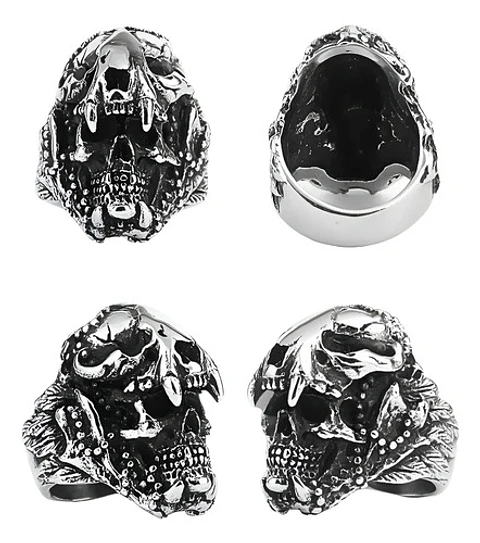 Anillo Cráneo Skull Diente De Sable Acero Inoxidable Hombre