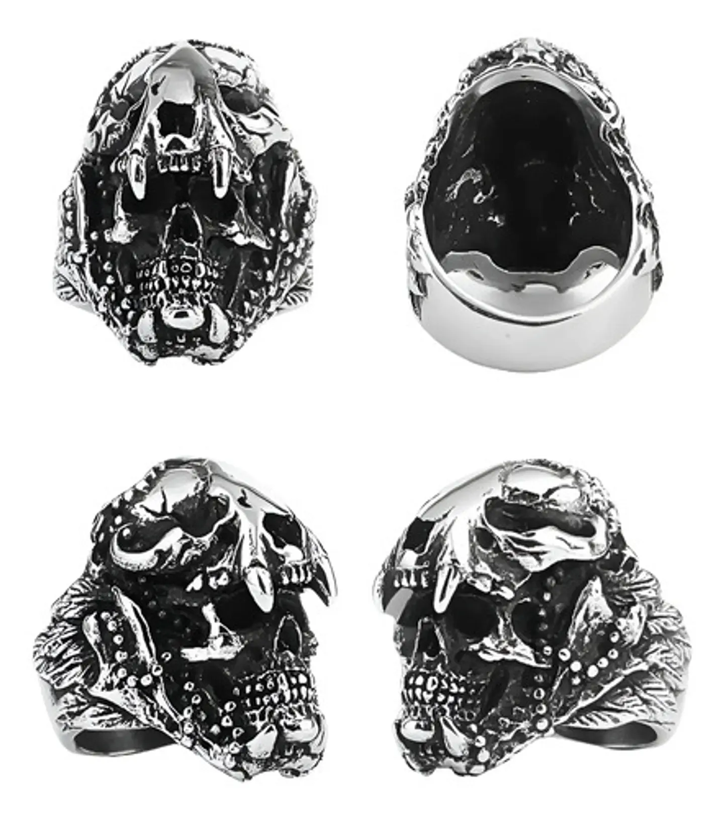 Anillo Cráneo Skull Diente De Sable Acero Inoxidable Hombre 2
