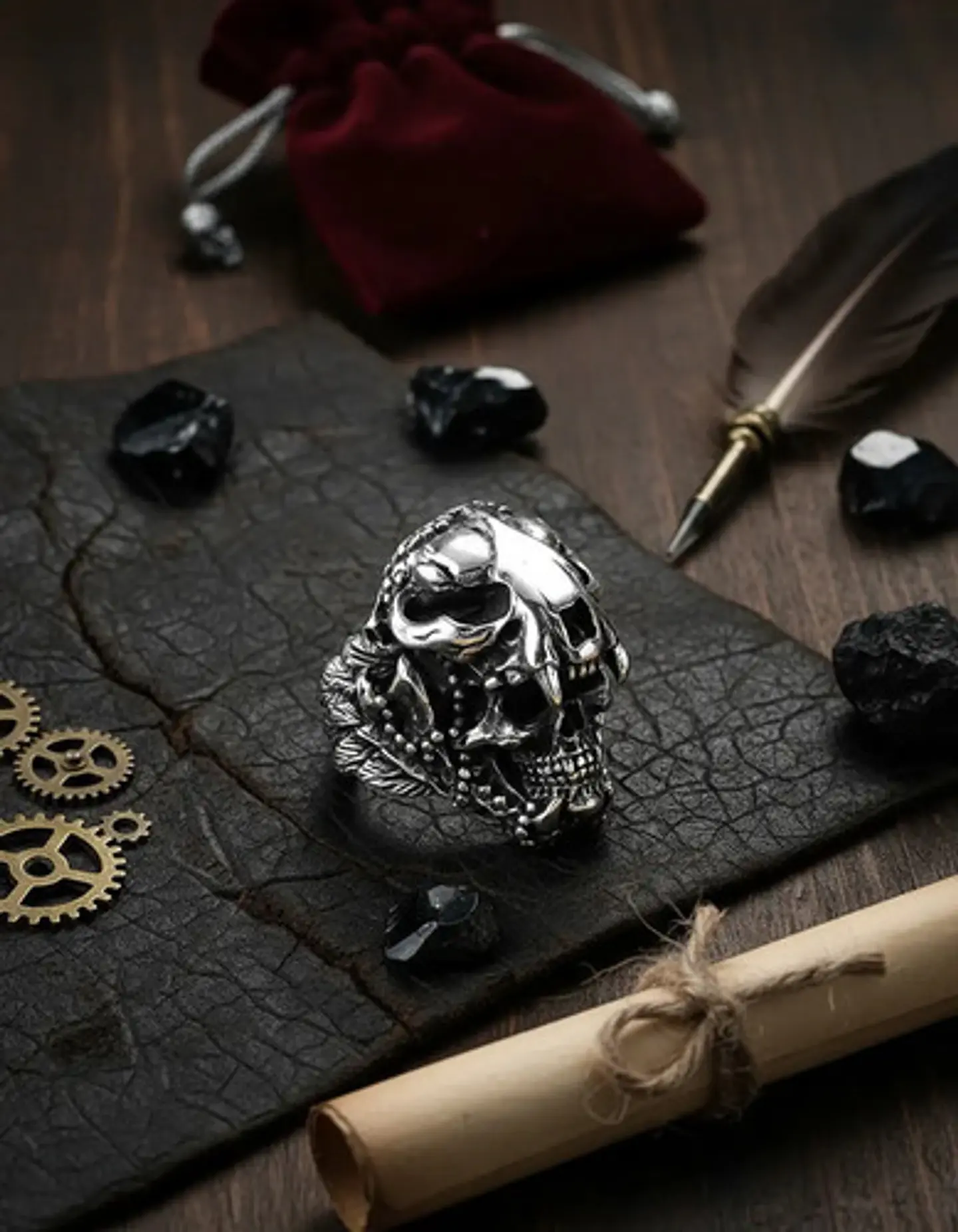 Anillo Cráneo Skull Diente De Sable Acero Inoxidable Hombre 5
