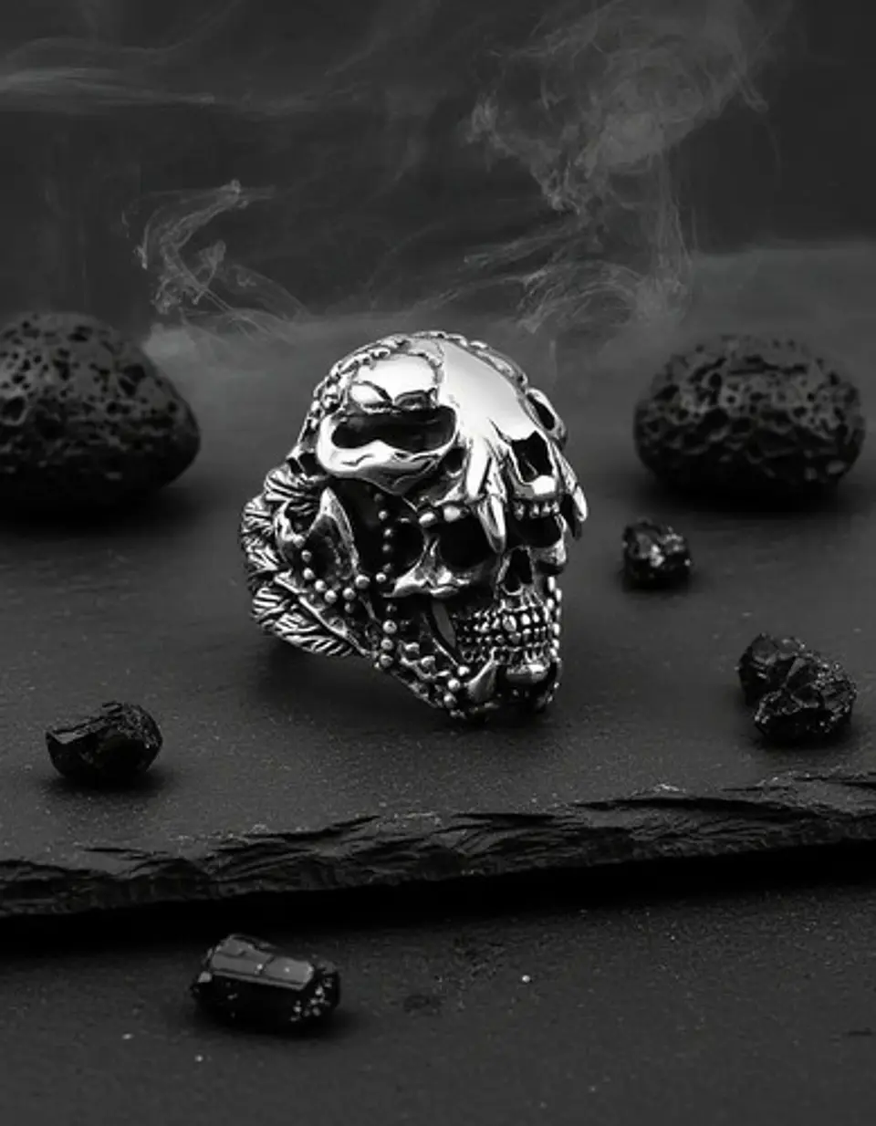 Anillo Cráneo Skull Diente De Sable Acero Inoxidable Hombre 9