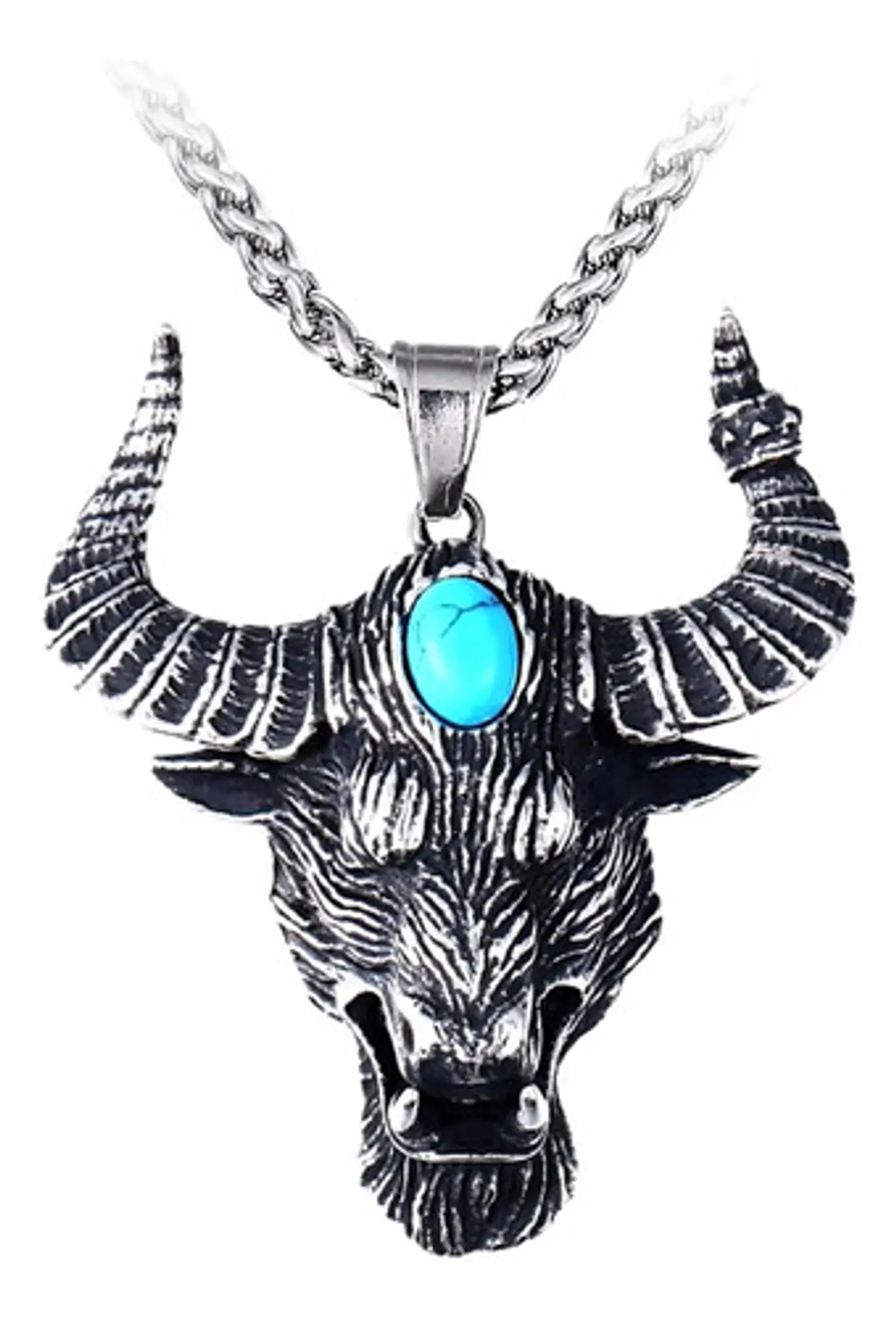 Collar Para Hombre Con Dije Minotauro De Acero Color Plata 1