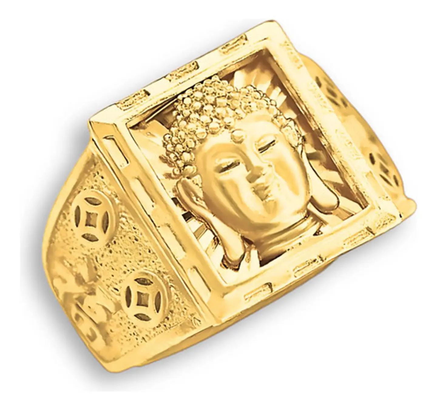 Anillo Ajustable Color Oro Budismo Buda Tallado Para Hombre 2