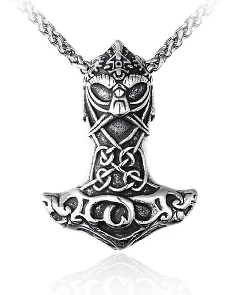 Collar Vikingo Amuleto Odin Nórdico Acero Inoxidable Hombre