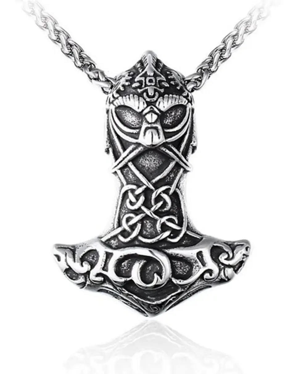Collar Vikingo Amuleto Odin Nórdico Acero Inoxidable Hombre 1