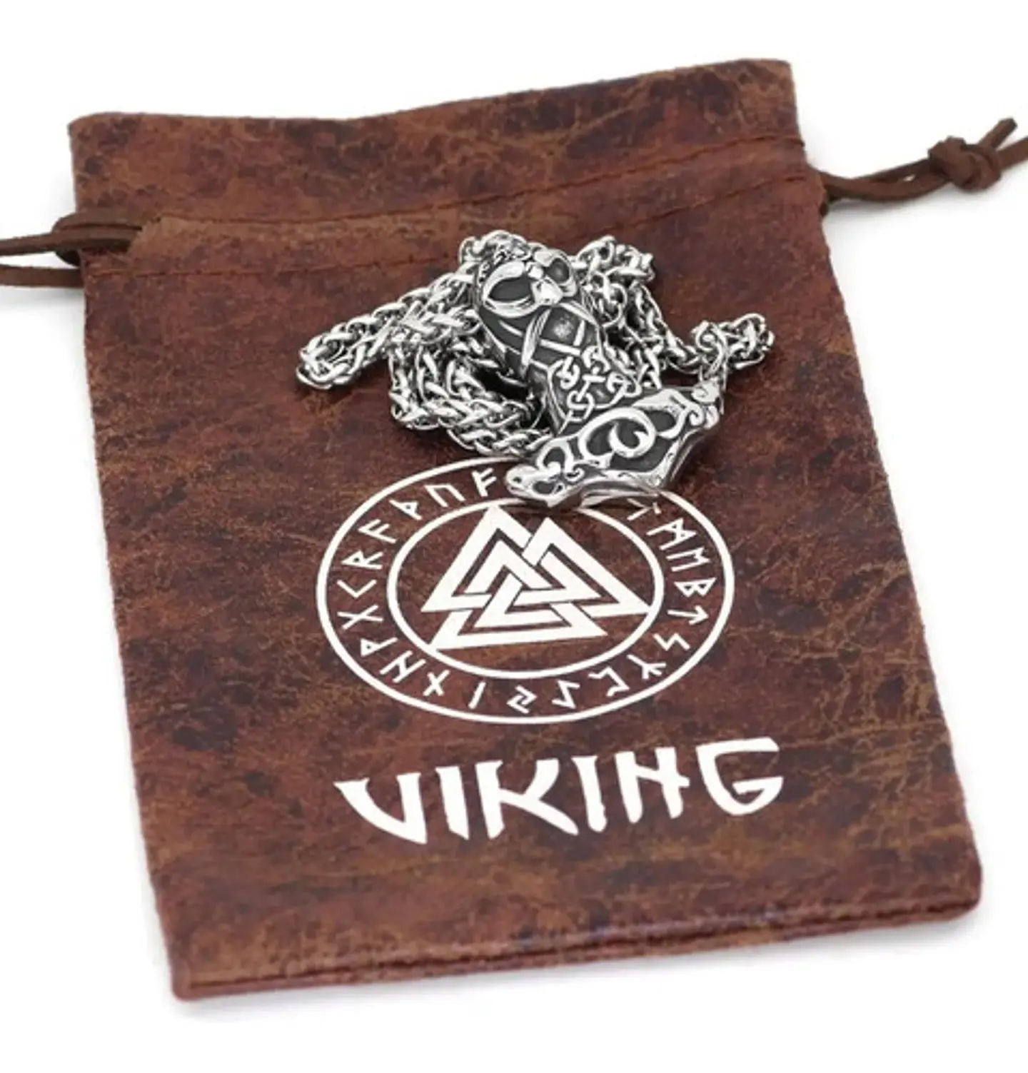 Collar Vikingo Amuleto Odin Nórdico Acero Inoxidable Hombre 3