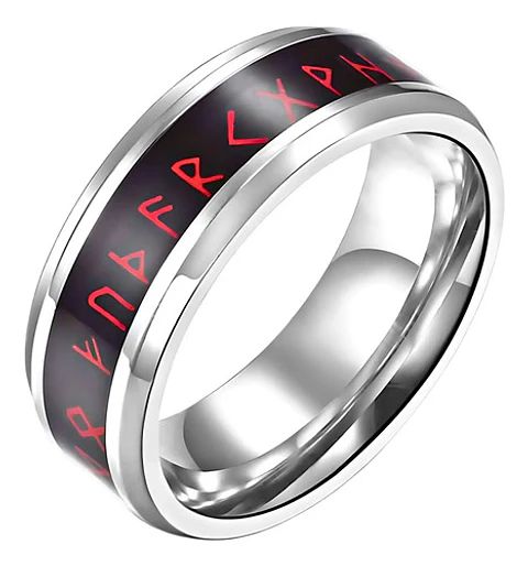 Anillo Mágico Runas Color Plata Acero Inoxidable Para Hombre