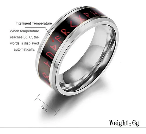 Anillo Mágico Runas Color Plata Acero Inoxidable Para Hombre