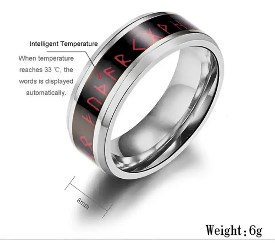 Anillo Mágico Runas Color Plata Acero Inoxidable Para Hombre 2