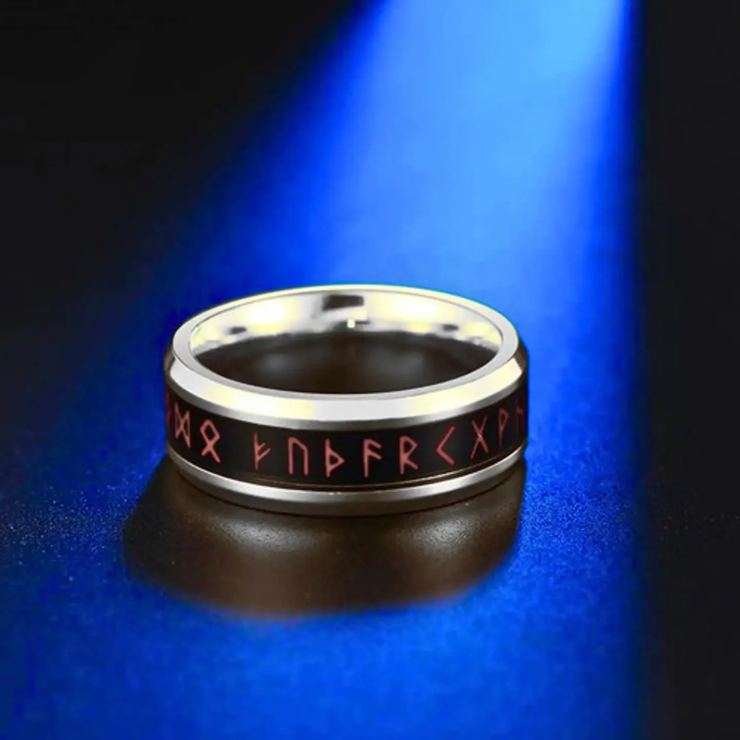 Anillo Mágico Runas Color Plata Acero Inoxidable Para Hombre 6