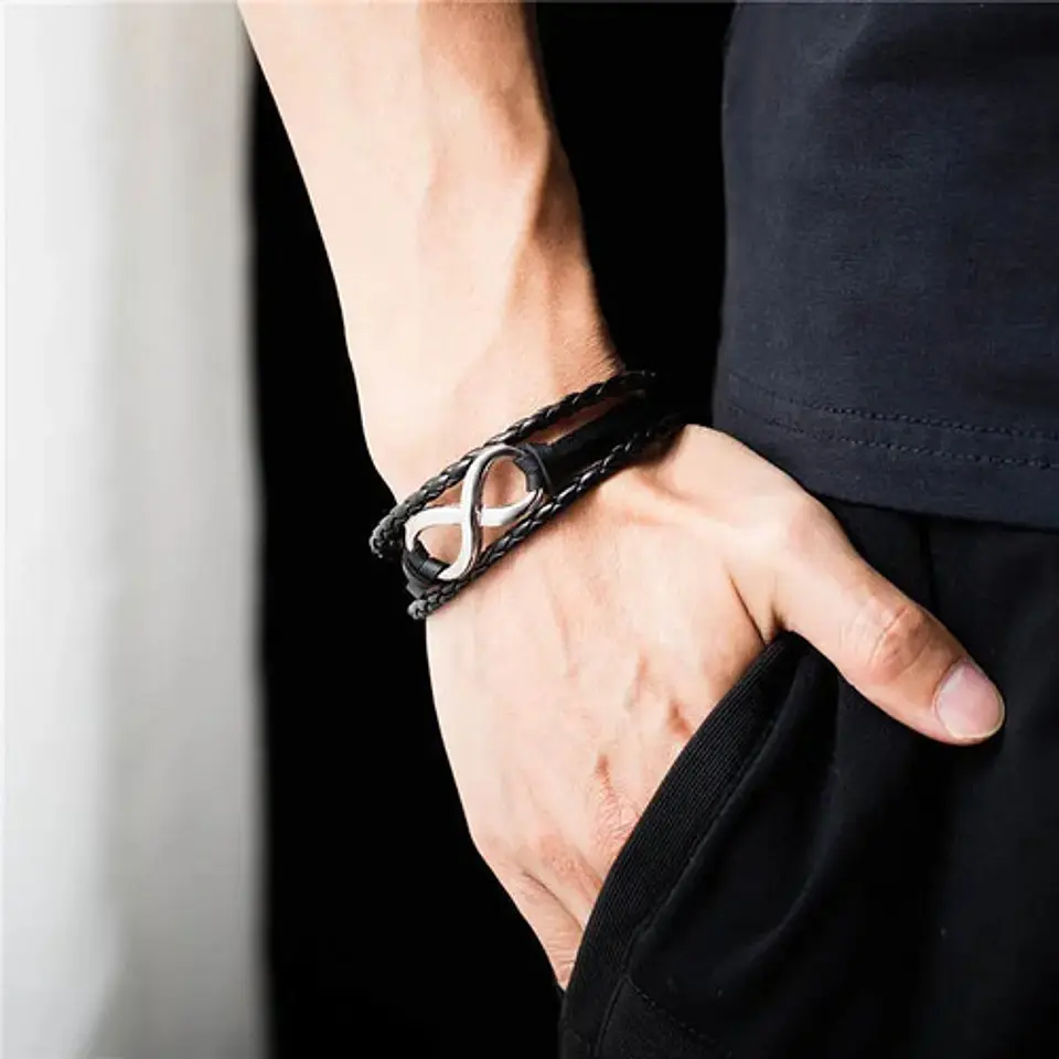 Pulsera Manilla Brazalete Cuero Infinito Para Hombre Y Mujer 2