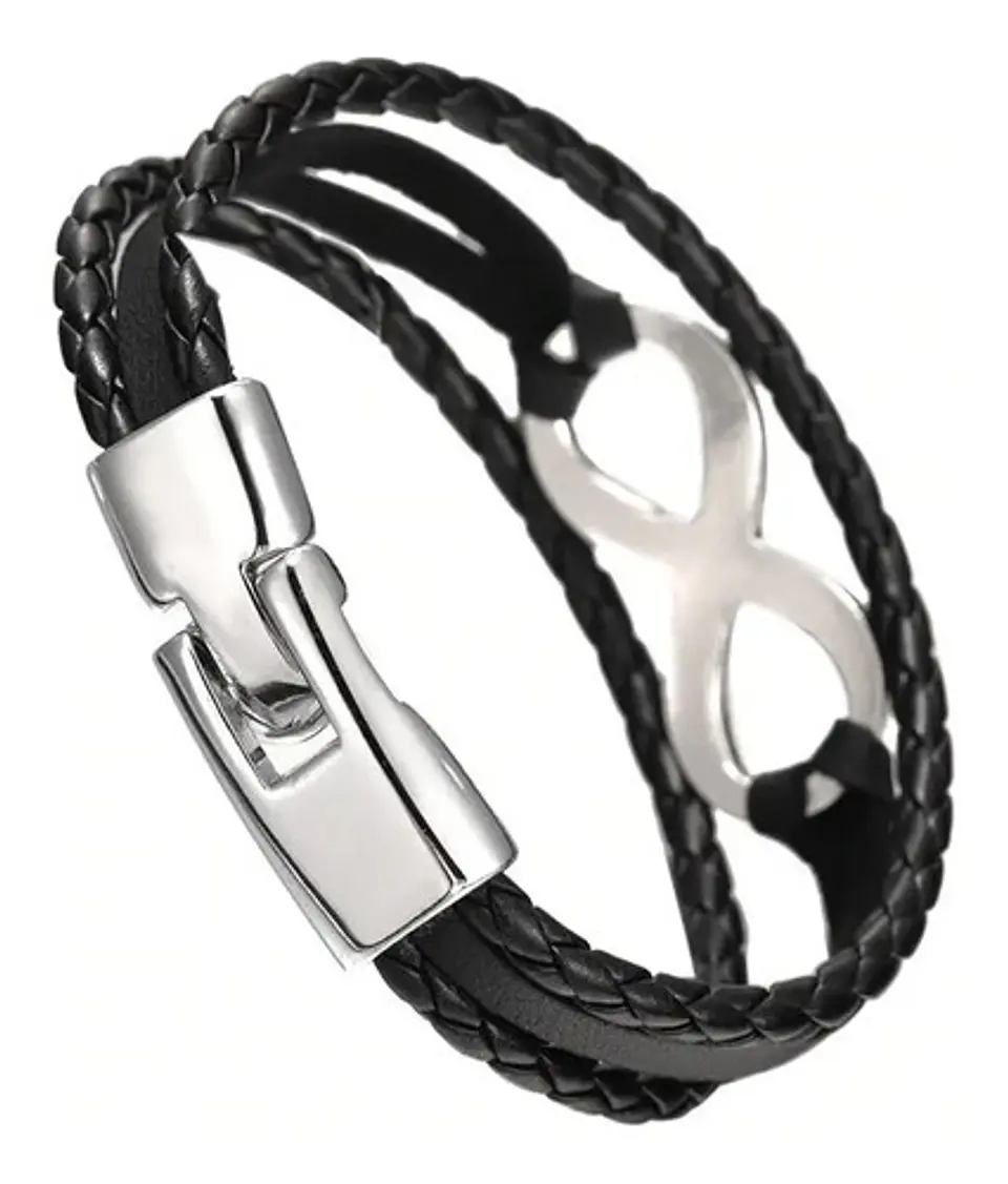 Pulsera Manilla Brazalete Cuero Infinito Para Hombre Y Mujer 4