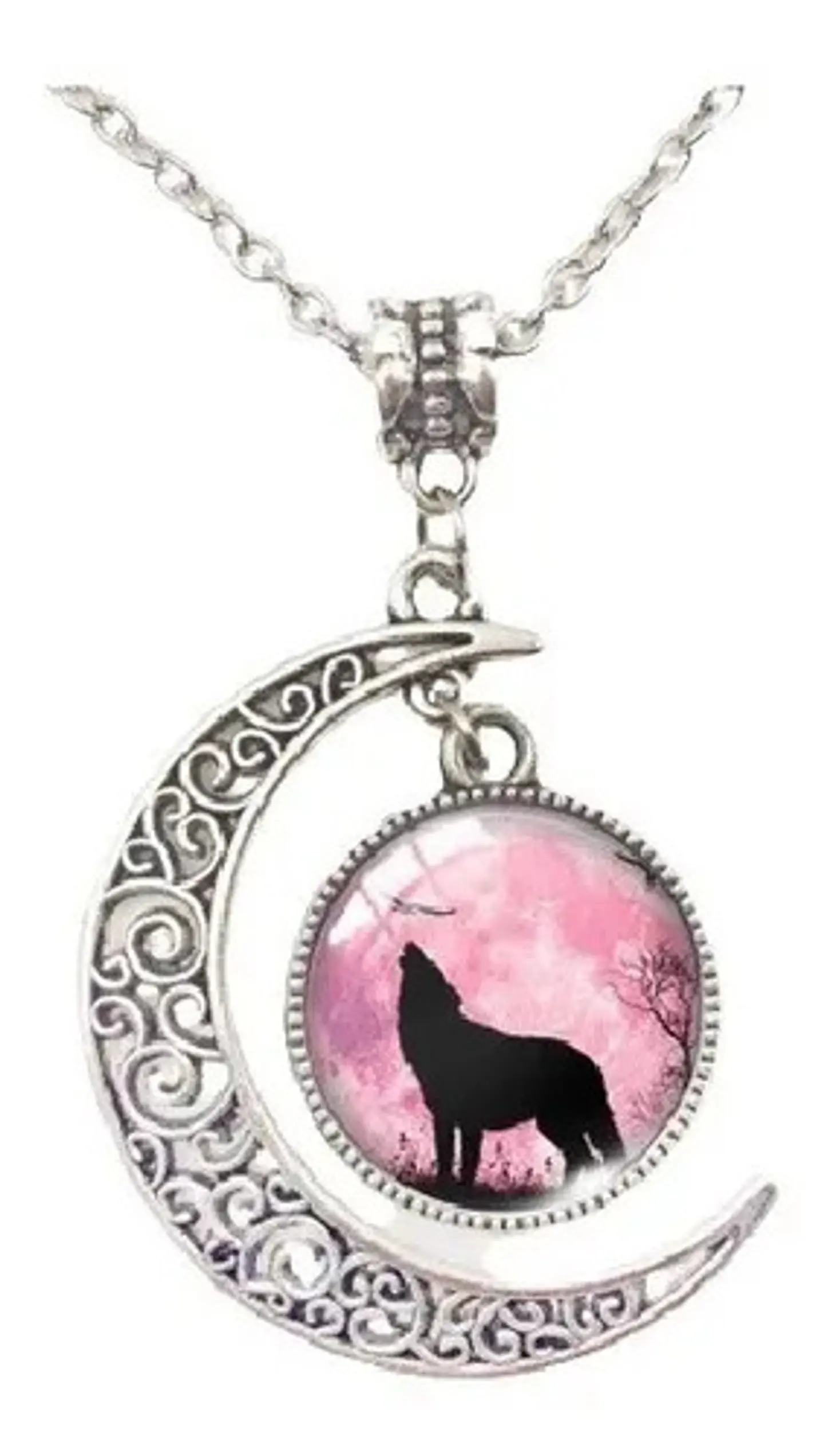 Collar Lobo Vikingo Nórdico Luna Color Plata Mujer Y Hombre 5