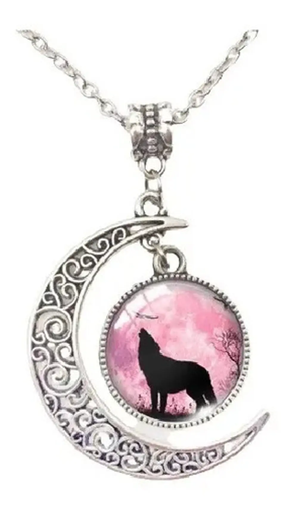 Collar Lobo Vikingo Nórdico Luna Color Plata Mujer Y Hombre 5