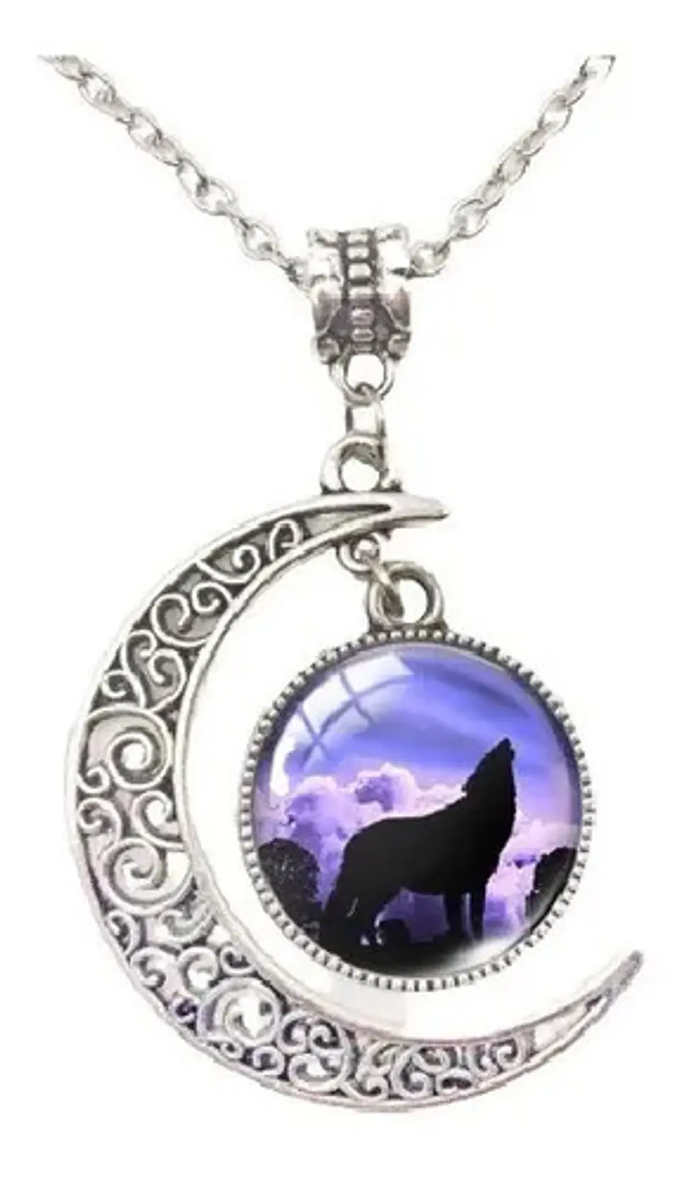 Collar Lobo Vikingo Nórdico Luna Color Plata Mujer Y Hombre 6