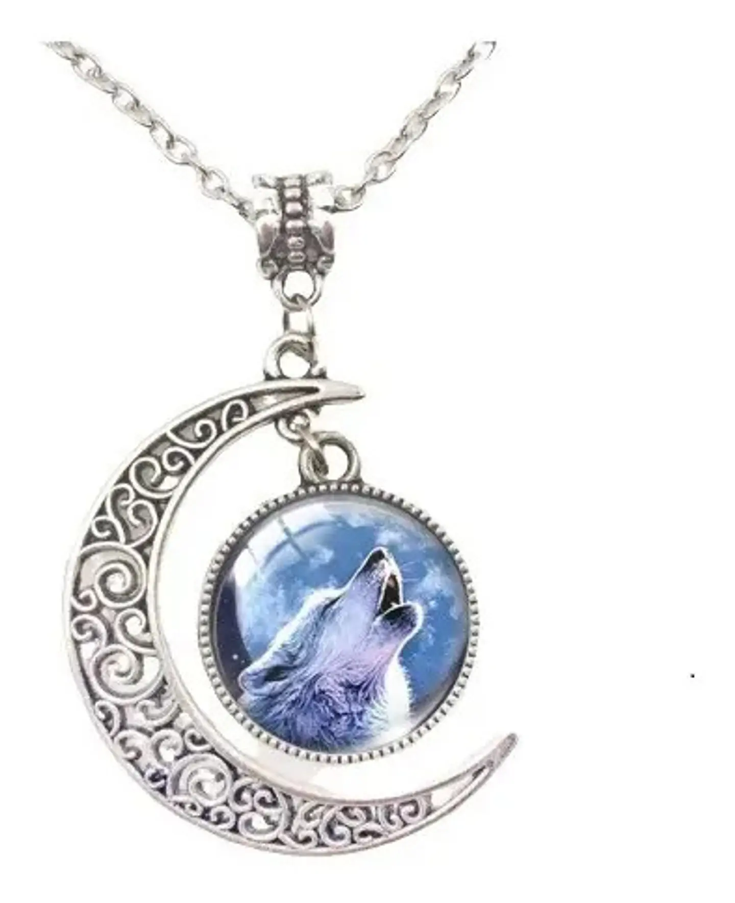 Collar Lobo Vikingo Nórdico Luna Color Plata Mujer Y Hombre 7