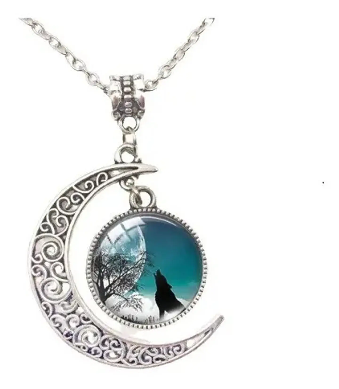 Collar Lobo Vikingo Nórdico Luna Color Plata Mujer Y Hombre 8