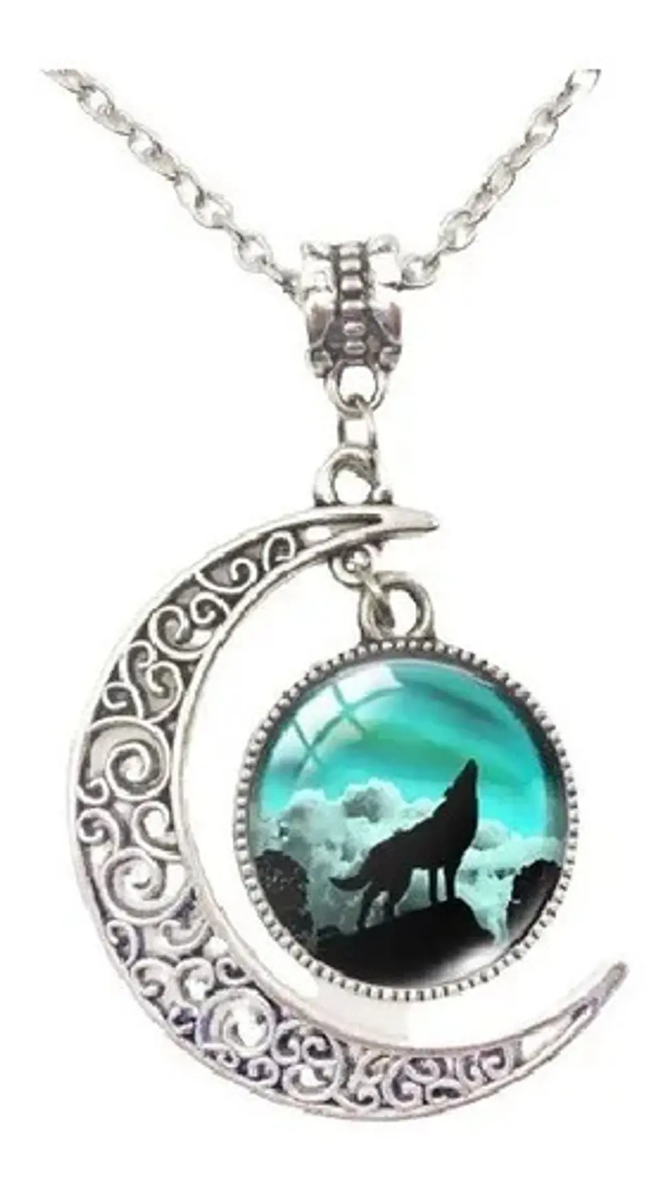 Collar Lobo Vikingo Nórdico Luna Color Plata Mujer Y Hombre 9