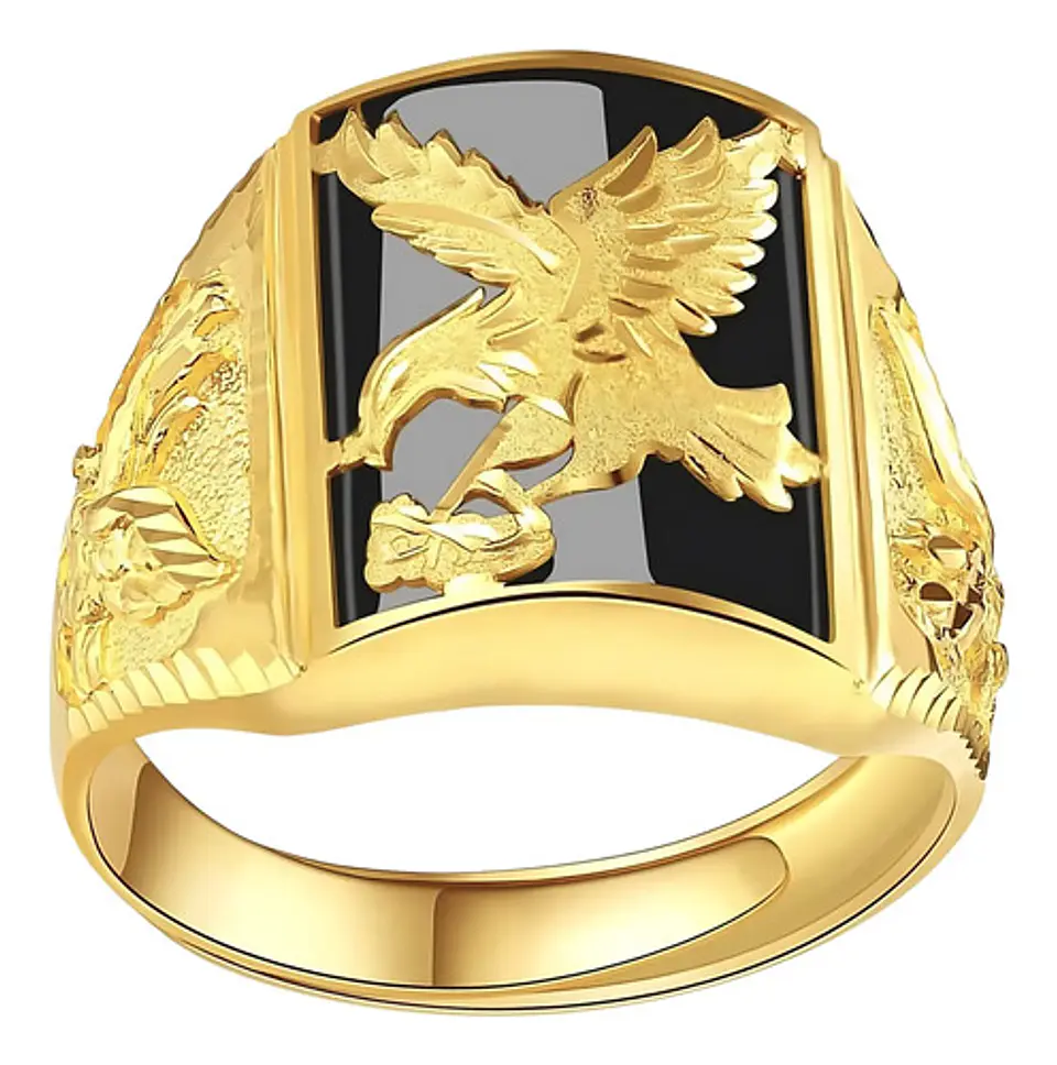 Anillo Argolla Águila Piedra Americana Ajustable Para Hombre 1