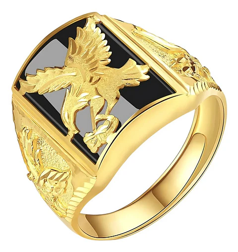 Anillo Argolla Águila Piedra Americana Ajustable Para Hombre