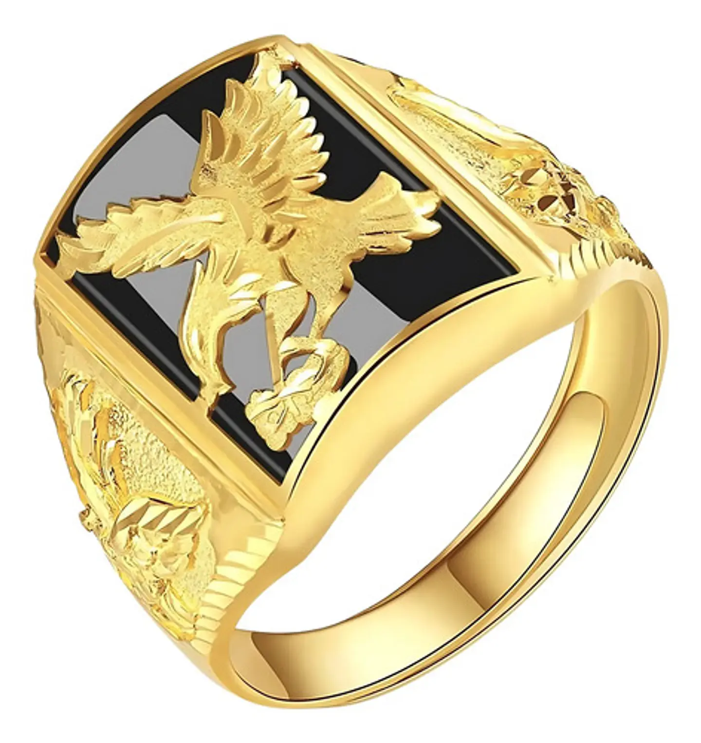Anillo Argolla Águila Piedra Americana Ajustable Para Hombre 2