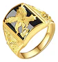 Anillo Argolla Águila Piedra Americana Ajustable Para Hombre - Miniatura 2