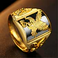 Anillo Argolla Águila Piedra Americana Ajustable Para Hombre - Miniatura 4