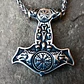 Collar Vikingo De Acero Para Hombres Dije Thor Mjölni Lobos - Miniatura 4