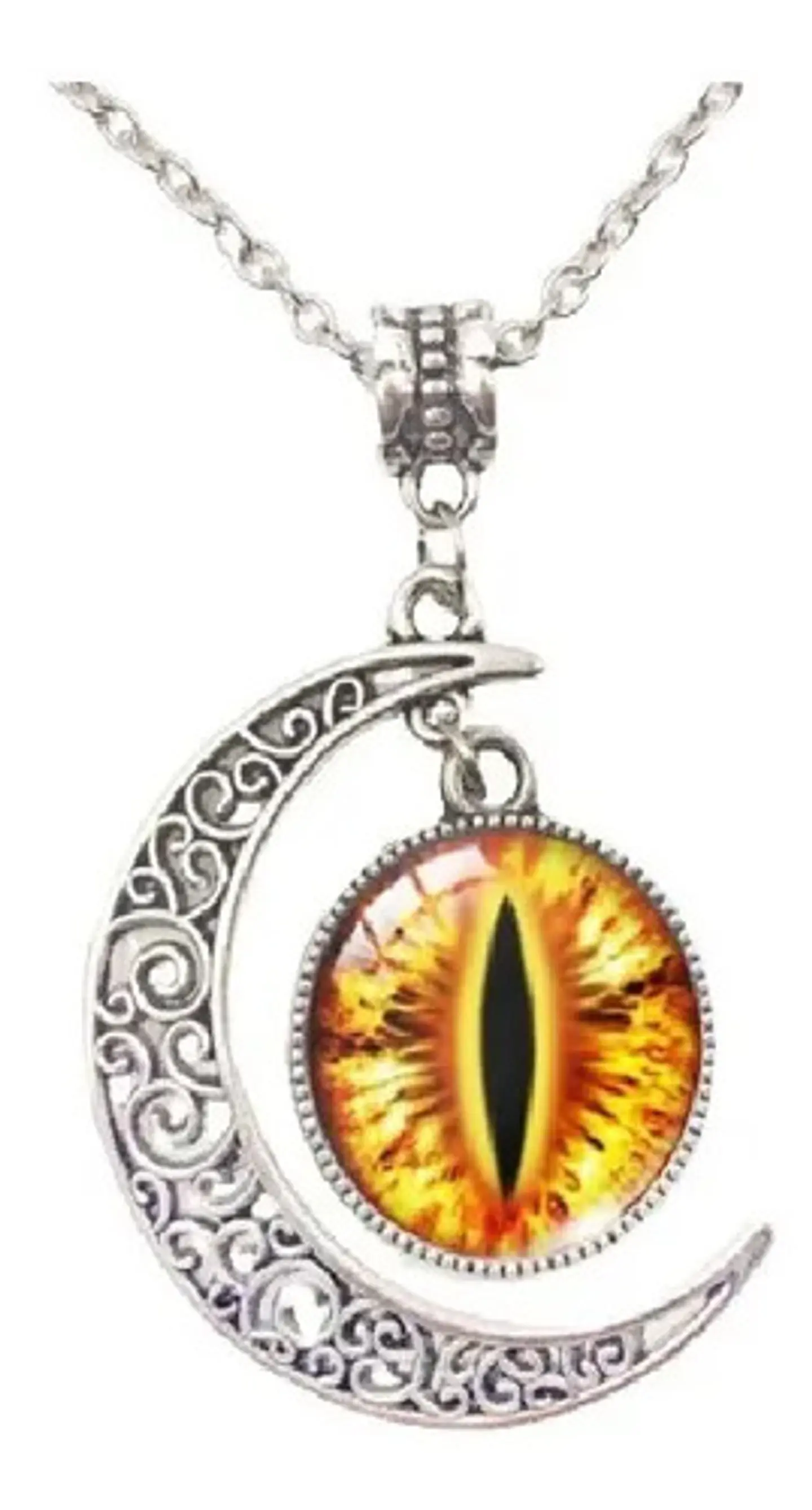 Collar Para Mujer Hombre Dije Media Luna Ojo Del Mal Pupila 1