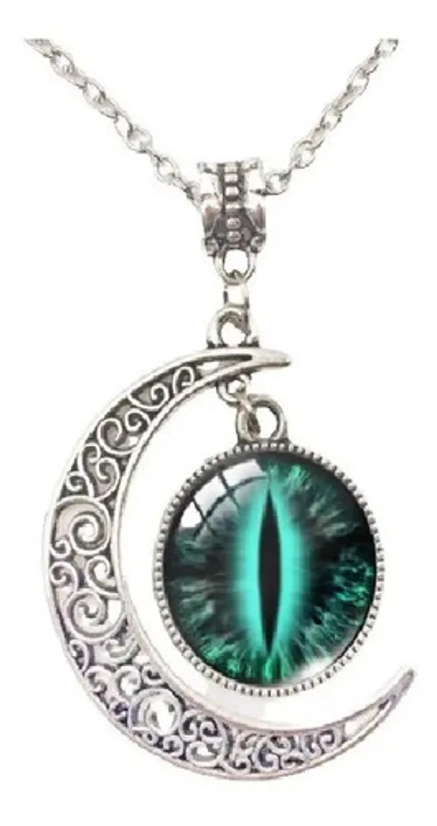 Collar Para Mujer Hombre Dije Media Luna Ojo Del Mal Pupila 3