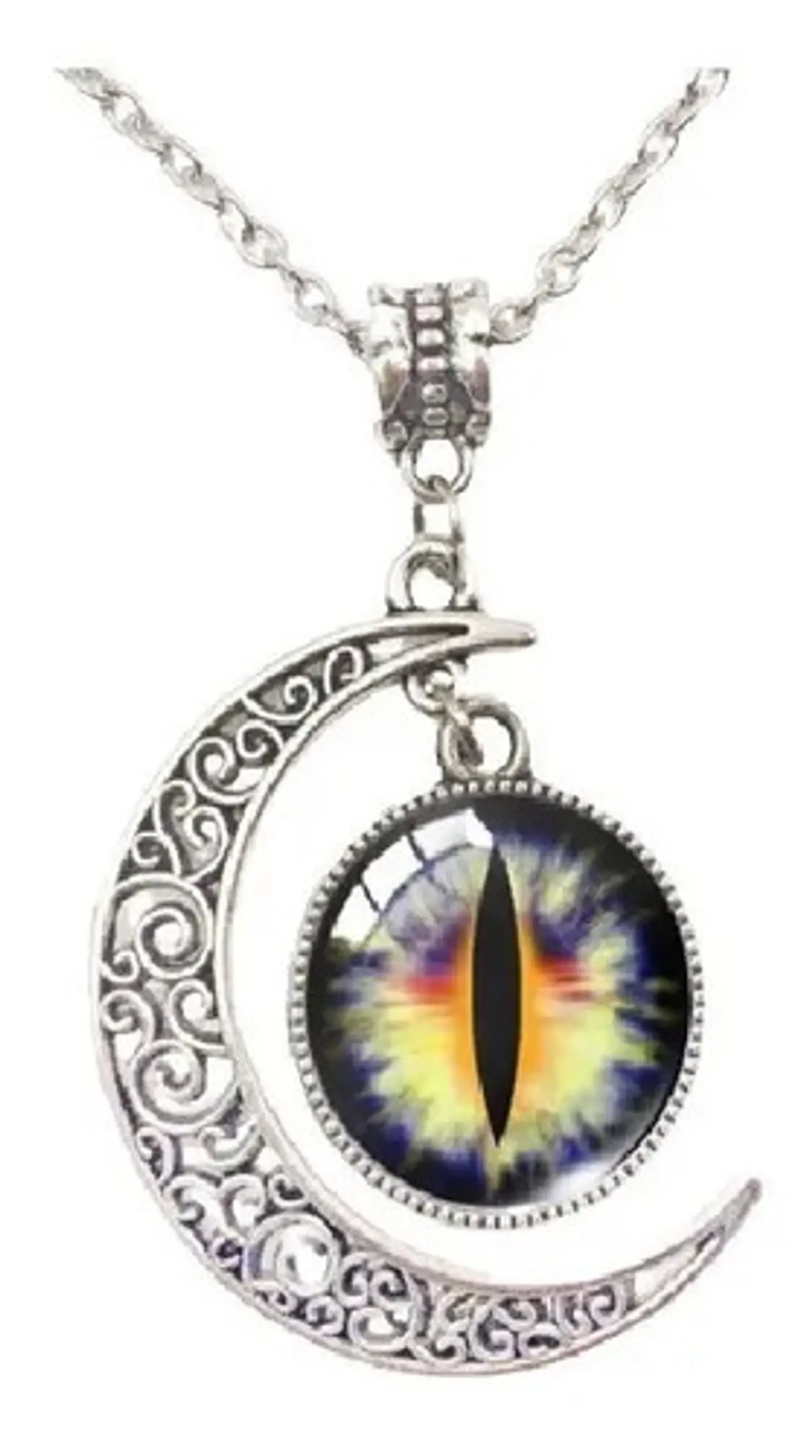 Collar Para Mujer Hombre Dije Media Luna Ojo Del Mal Pupila 4