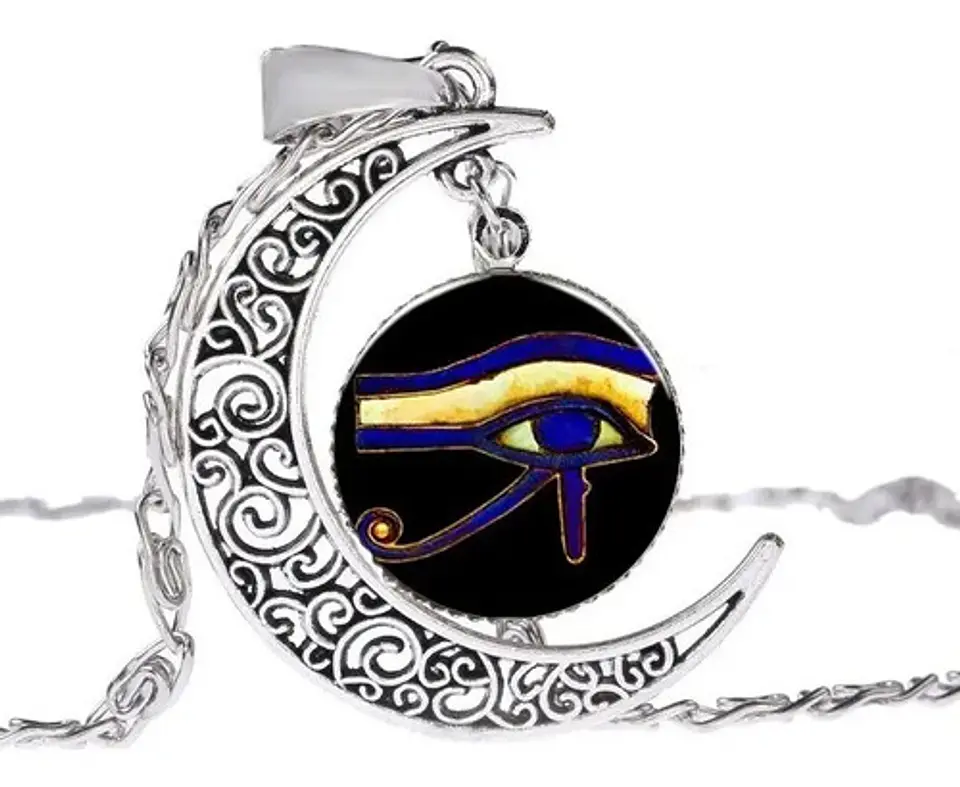 Collar Para Mujer Hombre Dije Media Luna Ojo Del Mal Pupila 6